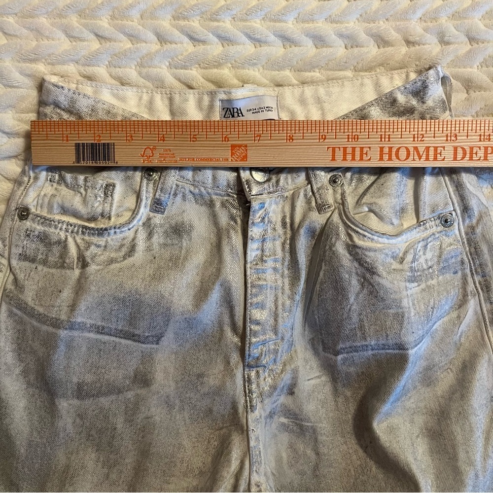 Zara Silver Metalic Jeans Size 2 wide leg - Picture 14 of 14